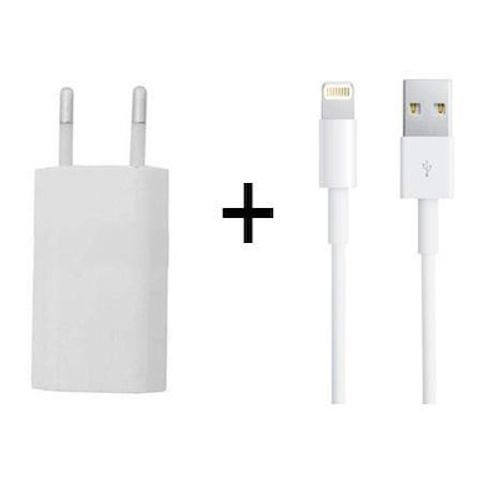 מטען קיר ביתי לאייפון  / 5S / 5C / 5 וכבל Lightning לבן