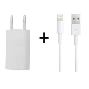 מטען קיר ביתי לאייפון  / 5S / 5C / 5 וכבל Lightning לבן