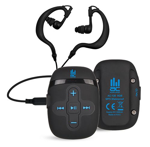 נגן mp3 + רדיו FM לשחייה עמיד במים 100% עם אוזניות AC-120