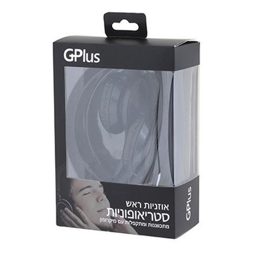 אוזניות ראש+מיקרופון מתקפ' 3.5 שחור  GPLUS GPL400B