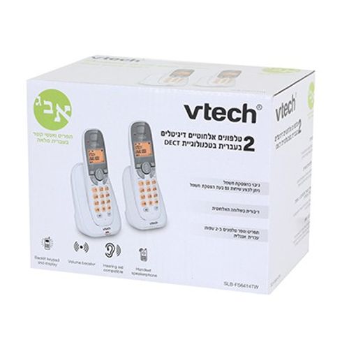 טלפון דק כפול בעברית מלאה ויטק  VTECH SLB-FS6414TW