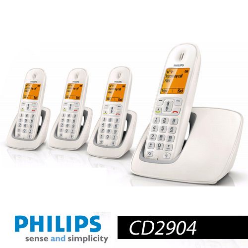 טלפון אלחוטי + 3 שלוחות עם צג מואר דיבורית וממשק הפעלה בעברית דגם:CD2904W