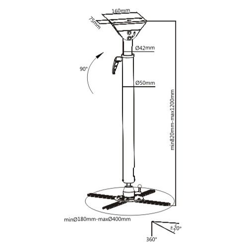 מתקן תליה זרוע למקרן PRB-16-01L