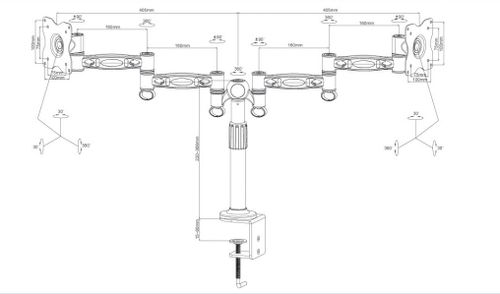 זרוע שולחנית, דו מפרקית לשני מסכי מחשב DWD1412