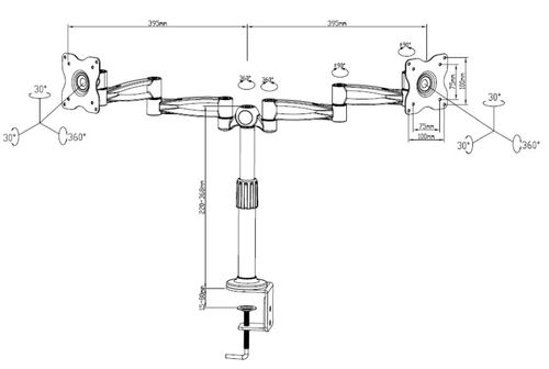 זרוע שולחנית, דו מפרקית לשני מסכי מחשב DWD1412