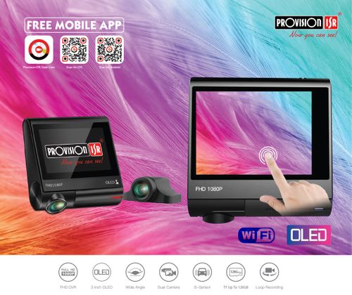 מצלמת דרך דו כיוונית לרכב כולל FULL HD WiFi  דגם PROVISION PR-2600CDV-W