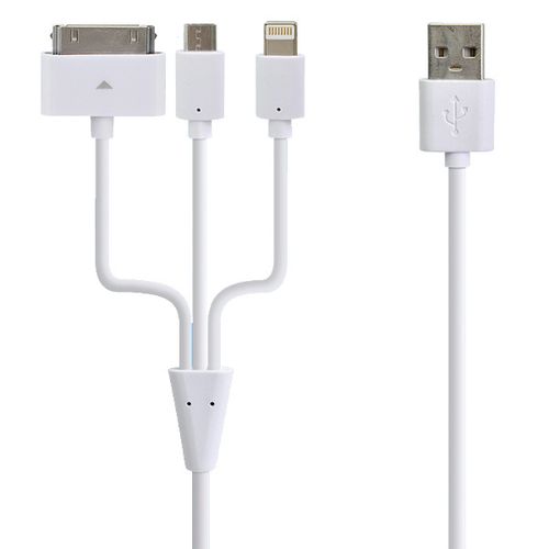כבל USB עם מפצל משולש לאייפון 4/5 + מיקרו USB