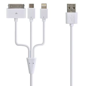כבל USB עם מפצל משולש לאייפון 4/5 + מיקרו USB