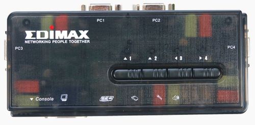 קופסת מיתוג KVM ל-4 מחשבים בחיבור USB לארבעה מחשבים כולל אודיו (4 קיטים כבלים כלולים) EDIMAX EK-UAK4