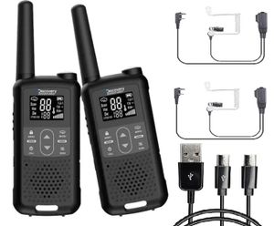 זוג מכשירי קשר מקצועיים עמידים במים ואבק IP54 בטווח עד 10 ק"מ כולל 2 אוזניות שב"כ מקצועיות ומטען