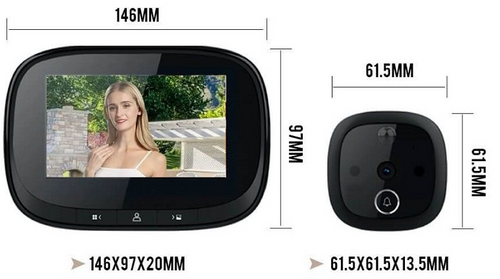 עינית דיגיטלית לדלת מסך IPS איכותי של 4.3''