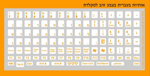מדבקות למקלדת עברית