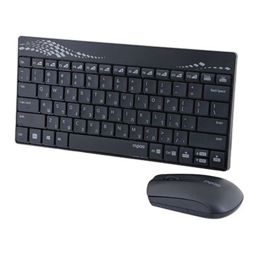 סט מולטימדיה 2.4G עברית / אנגלית שחור RAPOO 8000