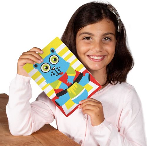 ערכת יצירה לילדים: 4 ציורי חיות ו 6 עטי חול צבעוניים