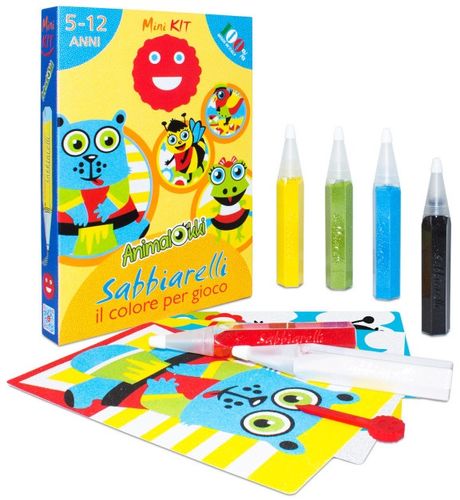 ערכת יצירה לילדים: 4 ציורי חיות ו 6 עטי חול צבעוניים