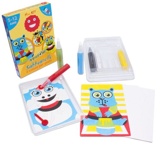 ערכת יצירה לילדים: 4 ציורי חיות ו 6 עטי חול צבעוניים