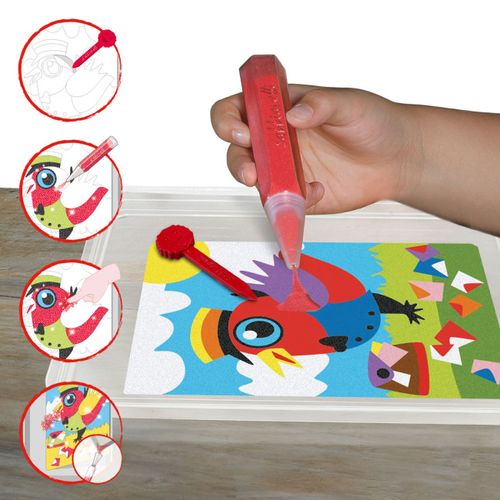 ערכת יצירה לילדים: 4 ציורי חיות ו 6 עטי חול צבעוניים