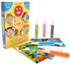 ערכת יצירה לילדים: 4 ציורי ילדים וחיות מחמד ו 6 עטי חול צבעוניים