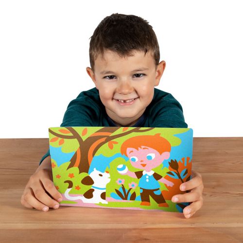 ערכת יצירה לילדים: 4 ציורי ילדים וחיות מחמד ו 6 עטי חול צבעוניים