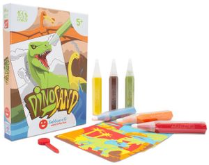 ערכת יצירה לילדים: 10 ציורי דינוזאורים ו 6 עטי חול צבעוניים