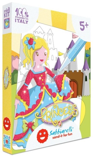 ערכת יצירה לילדים: 7 ציורי נסיכות ו 6 עטי חול צבעוניים