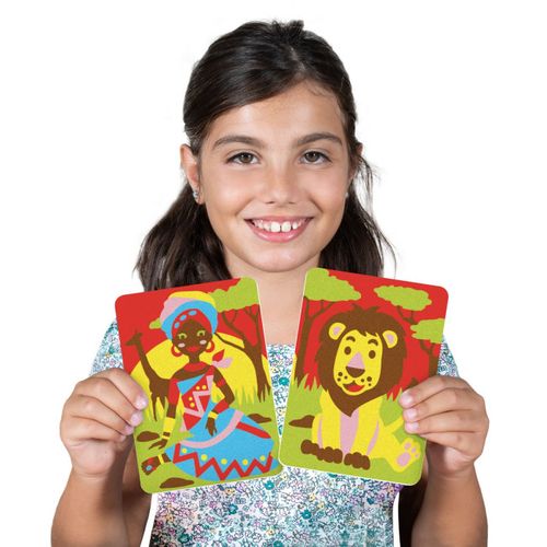 ערכת יצירה לילדים: 7 ציורי נסיכות ו 6 עטי חול צבעוניים