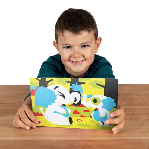 ערכת יצירה לילדים: 7 ציורי חיות מחמד שובבות ו 6 עטי חול צבעוניים