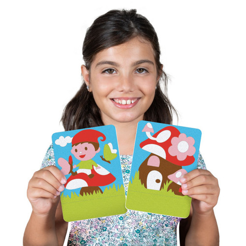 ערכת יצירה לילדים: גמדים עם עטי חול ותמונות דבק מאוירות