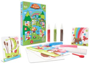 ערכת יצירה לילדים: גמדים עם עטי חול ותמונות דבק מאוירות