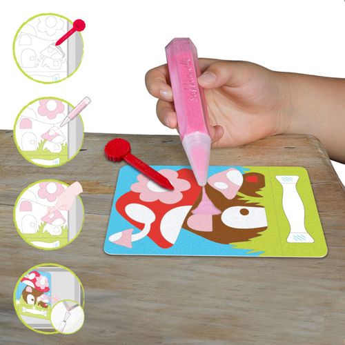 ערכת יצירה לילדים: גמדים עם עטי חול ותמונות דבק מאוירות