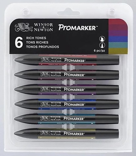 סט של 6 מרקרים מקצועיים לאיור Promarker  (RICH TONES)