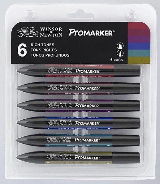 סט של 6 מרקרים מקצועיים לאיור Promarker  (RICH TONES)