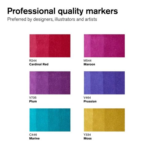 סט של 6 מרקרים מקצועיים לאיור Promarker  (RICH TONES)