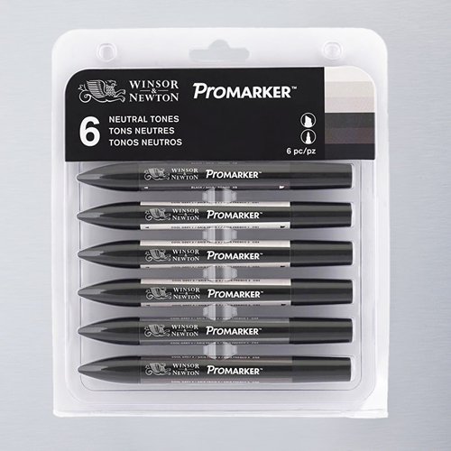 סט של 6 מרקרים מקצועיים לאיור Promarker  (NEUTRAL TONES)