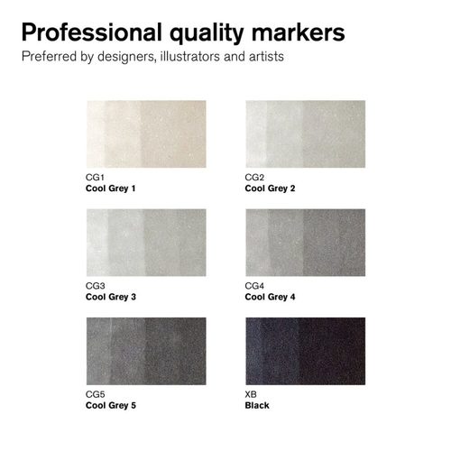 סט של 6 מרקרים מקצועיים לאיור Promarker  (NEUTRAL TONES)