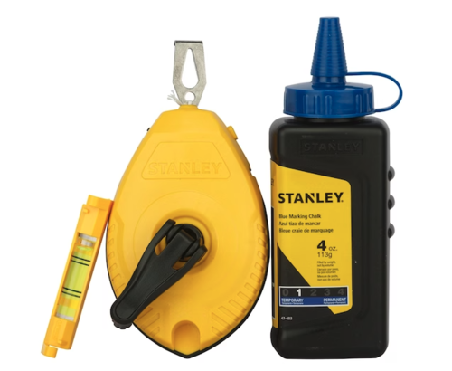 אנך סימון 30 מ' עם מיכל צבע כחול + פלס Stanley