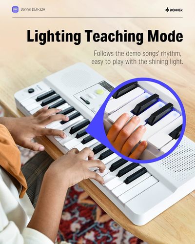 אורגנית מיני לילדים 3 אוקטבות EC3222 בצבע טורקיז DEK32A עם מסך LED מבית DONNER