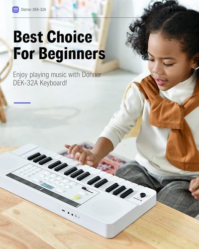 אורגנית מיני לילדים 3 אוקטבות EC3222 בצבע טורקיז DEK32A עם מסך LED מבית DONNER