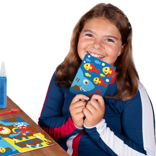 ערכת יצירה לילדים: 10 ציורים מתחת לים עם 6 עטי חול צבעוניים