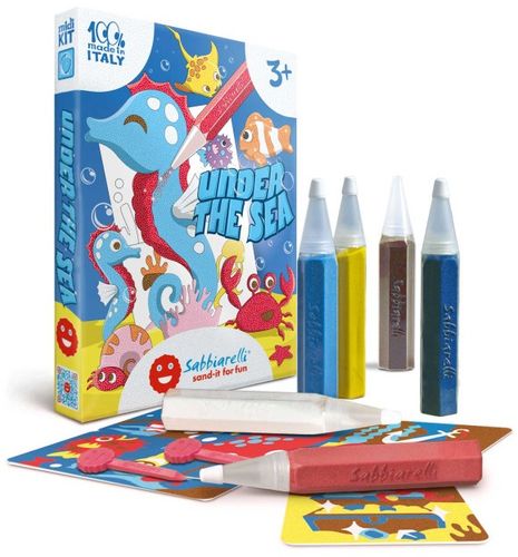 ערכת יצירה לילדים: 10 ציורים מתחת לים עם 6 עטי חול צבעוניים