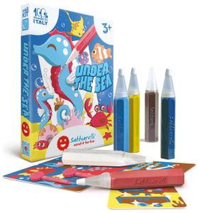 ערכת יצירה לילדים: 10 ציורים מתחת לים עם 6 עטי חול צבעוניים