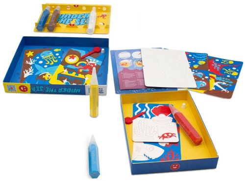 ערכת יצירה לילדים: 10 ציורים מתחת לים עם 6 עטי חול צבעוניים