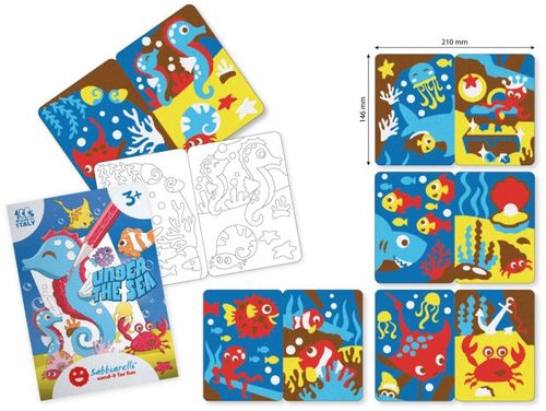 ערכת יצירה לילדים: 10 ציורים מתחת לים עם 6 עטי חול צבעוניים