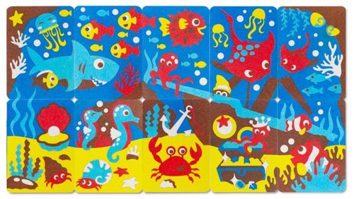 ערכת יצירה לילדים: 10 ציורים מתחת לים עם 6 עטי חול צבעוניים