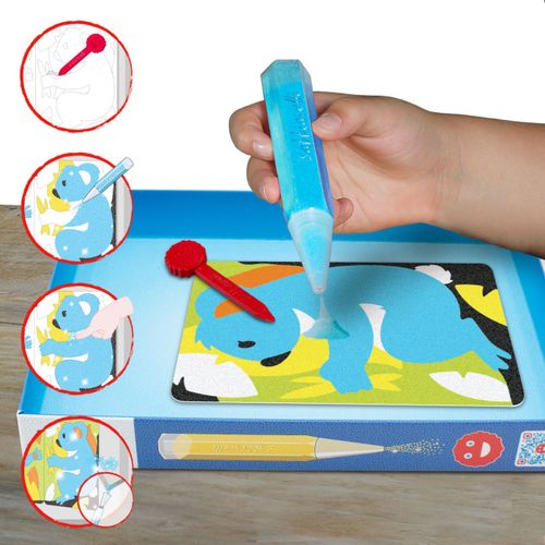 ערכת יצירה לילדים: 8 ציורי חיות העולם עם 6 עטי חול צבעוניים