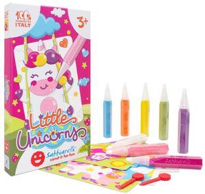 ערכת יצירה לילדים: 12 ציורי חדי קרן קטנטנים עם 8 עטי חול צבעוניים