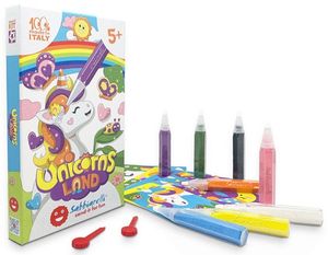 ערכת יצירה לילדים: 13 עיצובי "העולם של חדי הקרן" עם 8 עטי חול צבעוניים