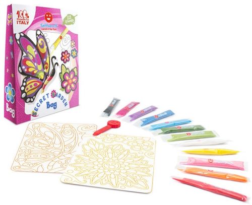 תיק יצירה לילדים: הגן הסודי עם 12 צבעי חול ו 2 תמונות דבק מאוירות