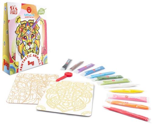 תיק יצירה לילדים: חיות פנטסטיות עם 12 צבעי חול ו 2 תמונות דבק מאוירות
