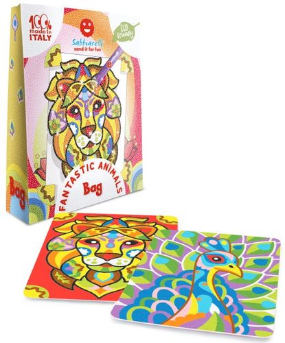 תיק יצירה לילדים: חיות פנטסטיות עם 12 צבעי חול ו 2 תמונות דבק מאוירות